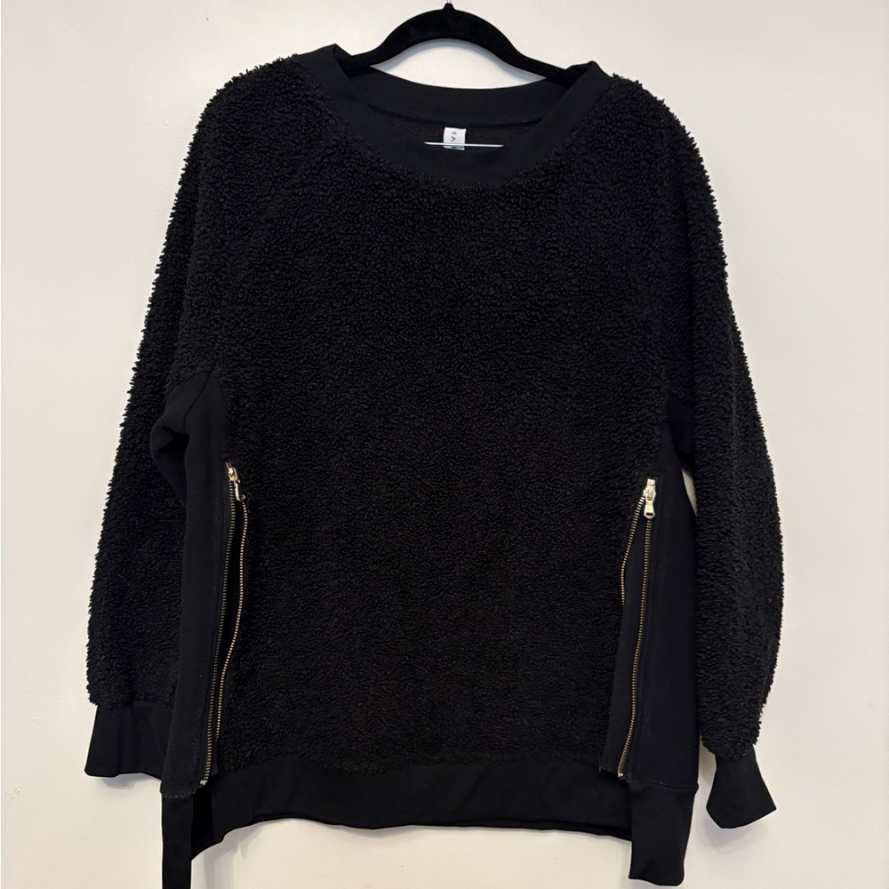 Varley Black Textured Knit Top